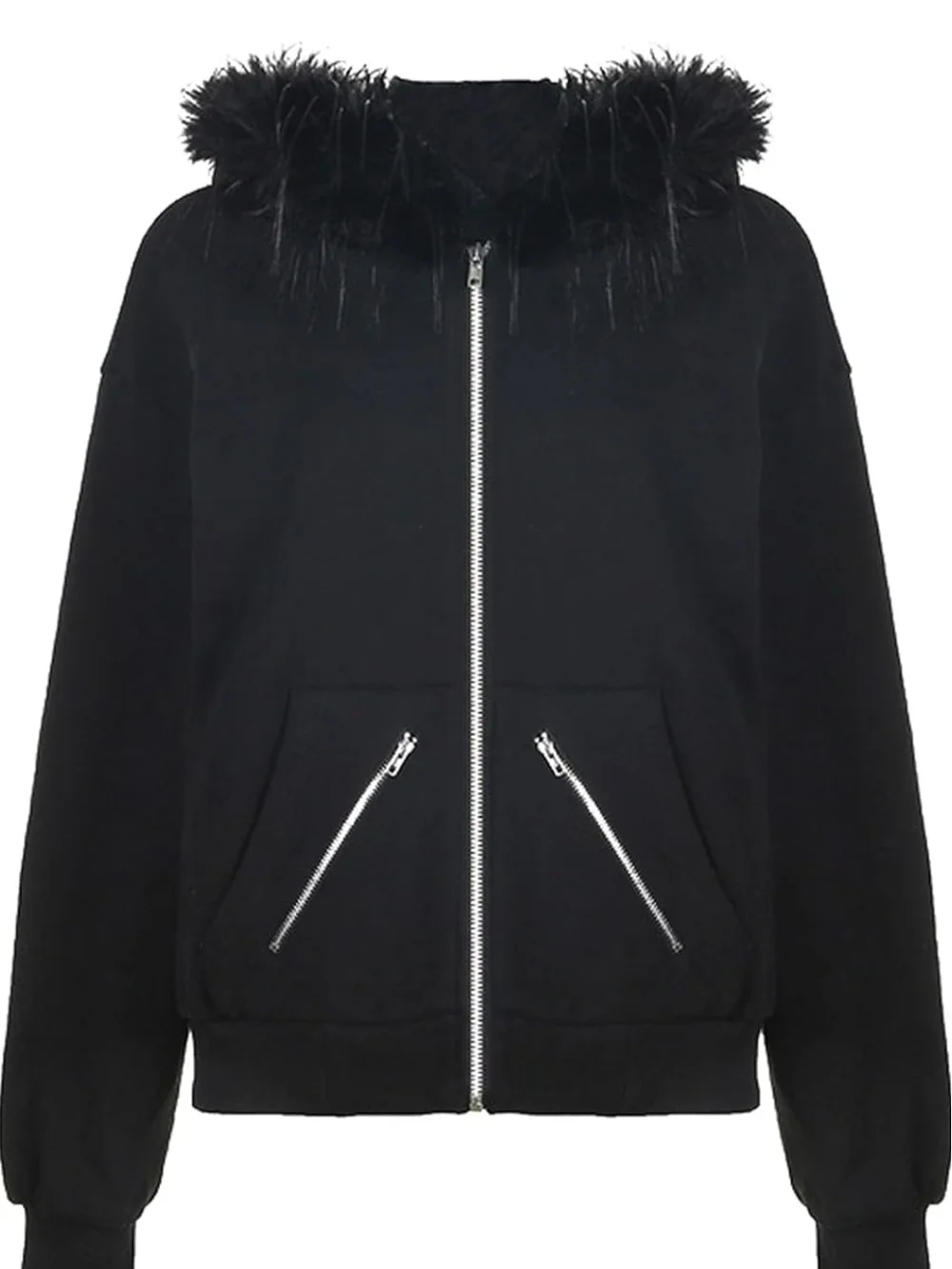14th Addiction × If Six Was Nine Faux-Fur Zip Up Hoodie M